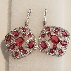 *Vintage Rhodolite Garnet Silver Earrings